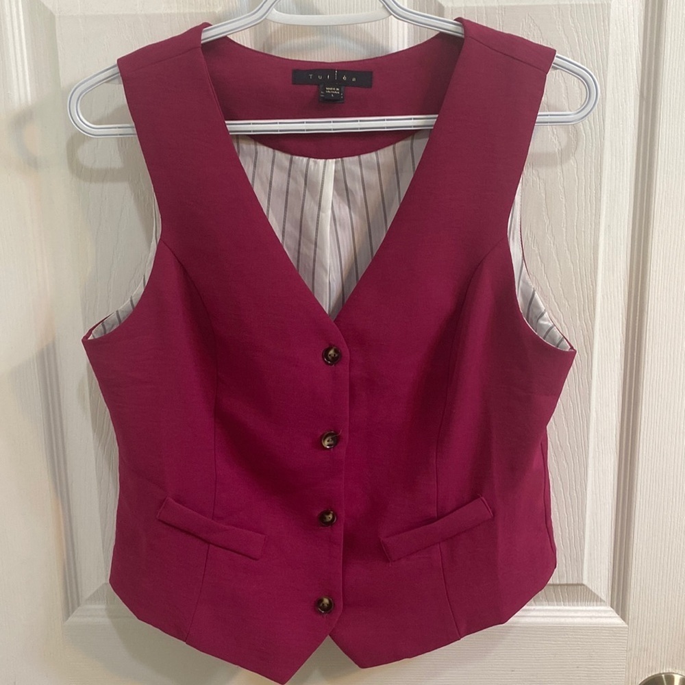 Stylus Women's V-Neck Sweater Vest - Pink